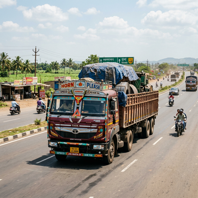 Heavy Load Truck on Indian Highway